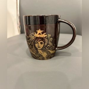 Starbucks 2012 Siren Collectors Coffee/Tea Mug Brown Gold Star Exc. Cond.
